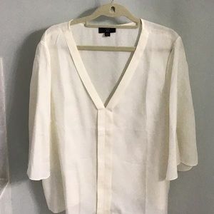 J Crew XXL cream silk v neck blouse